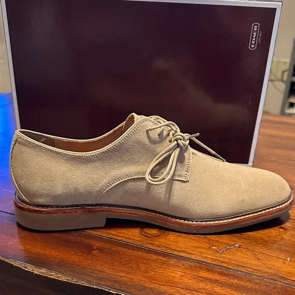 Coach Men's Taupe Suede Oxfords - Picture 8 of 13